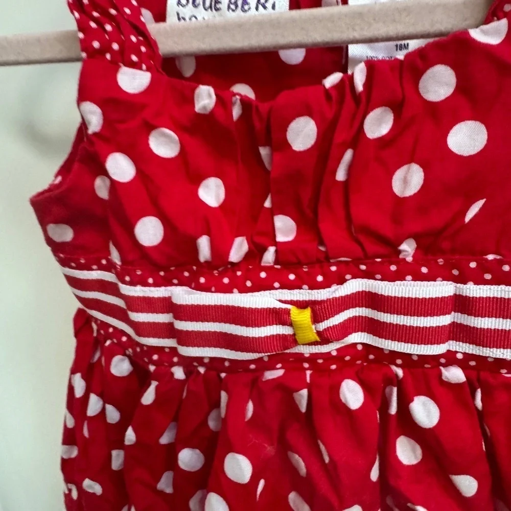 NWOT Blueberi Boulevard 18M Girls Red & White Polka Dot Daisy Formal Dress